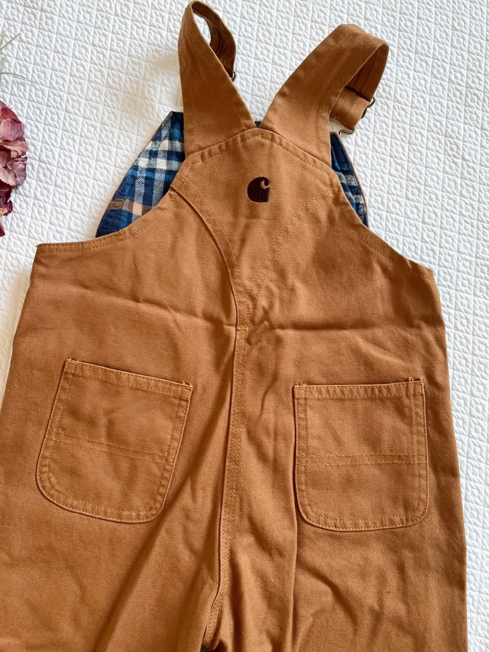 Carhartt Toddler Flannel-Lined Canvas Overalls Size 3T - Picture 6 of 9
